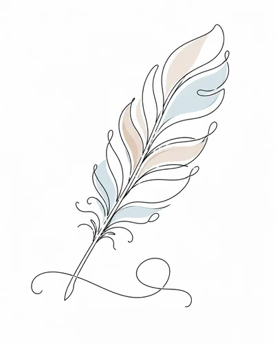 Minimalist Line Art Feather Illustration
