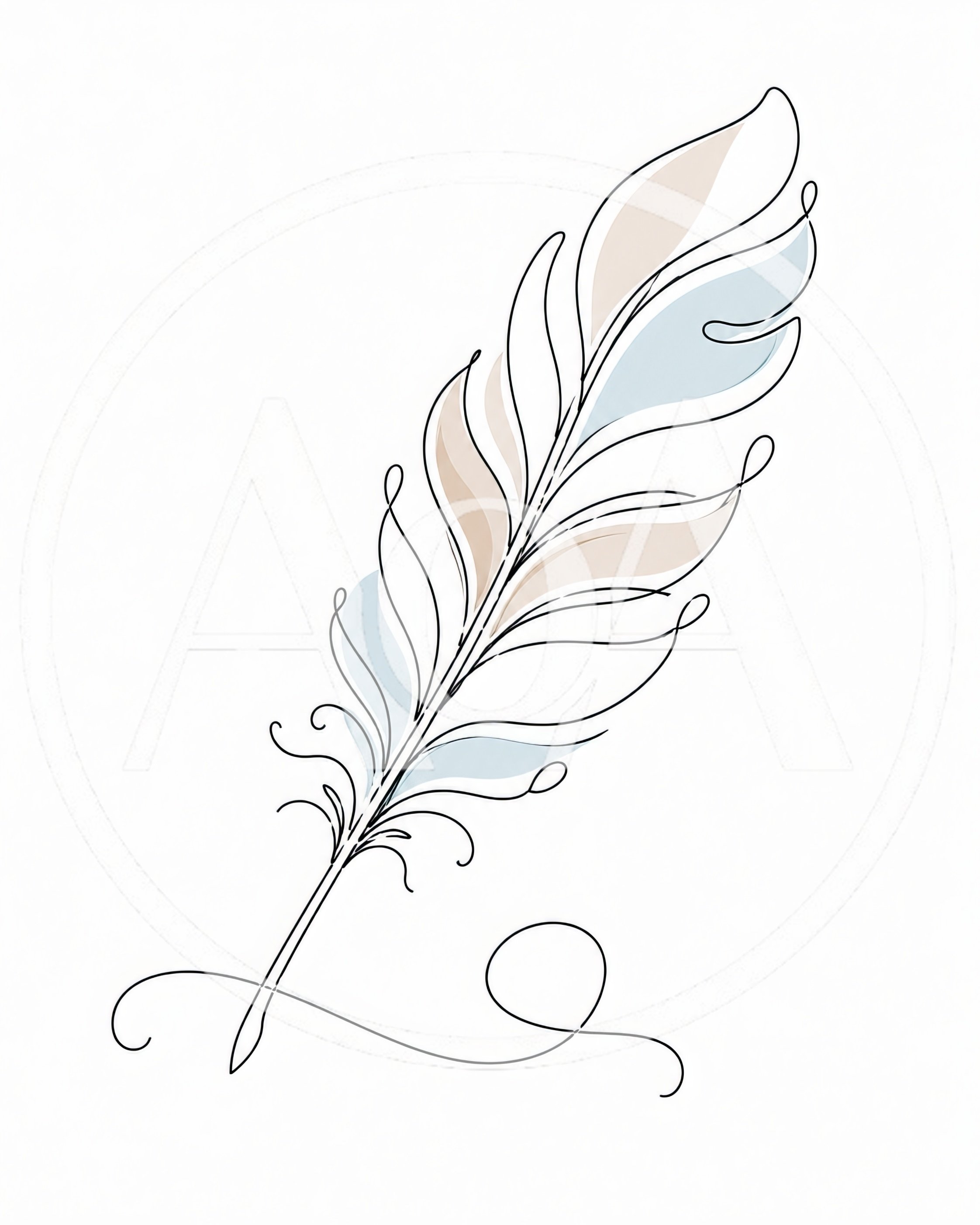 Minimalist Line Art Feather Illustration