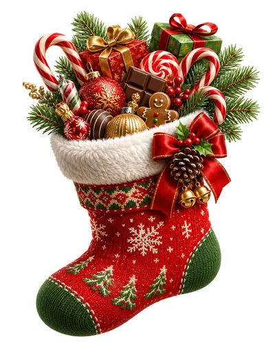 Christmas Stocking Filled With Festive Holiday Treats