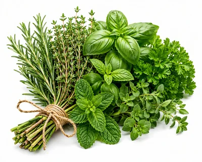 Fresh Culinary Herb Bouquet Tied With Twine