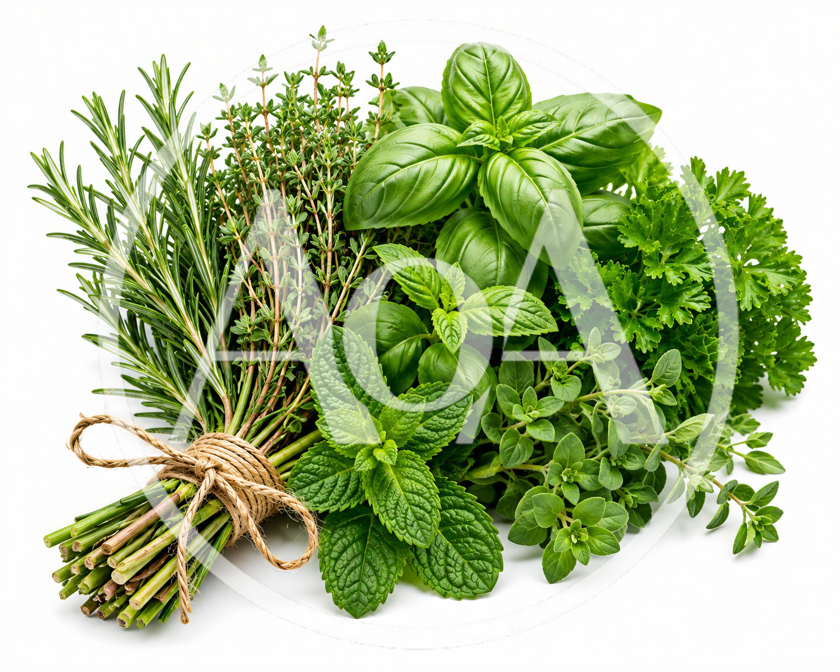 Fresh Culinary Herb Bouquet Tied With Twine