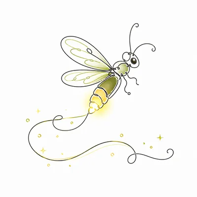 Minimalist Line Art Firefly Illustration
