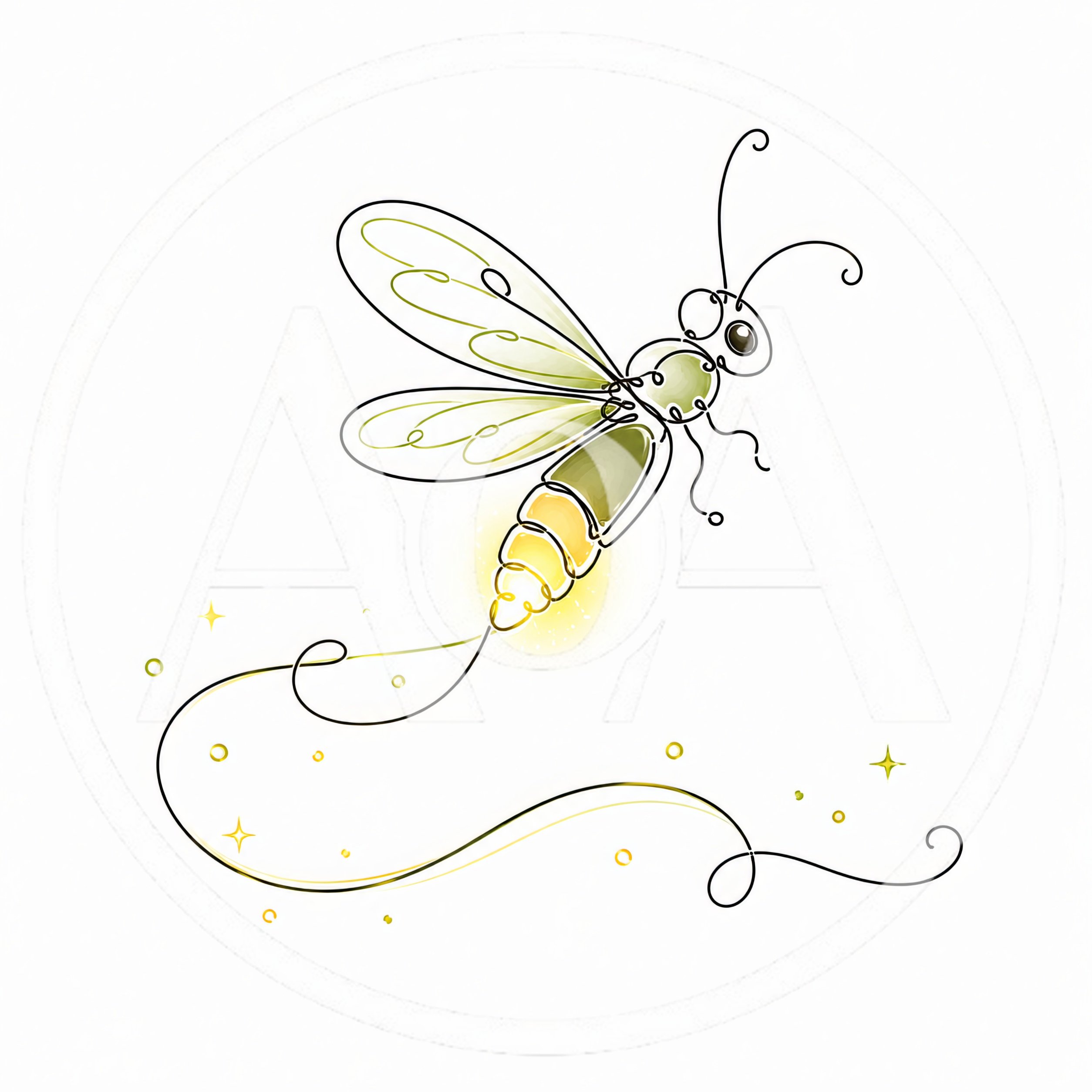 Minimalist Line Art Firefly Illustration