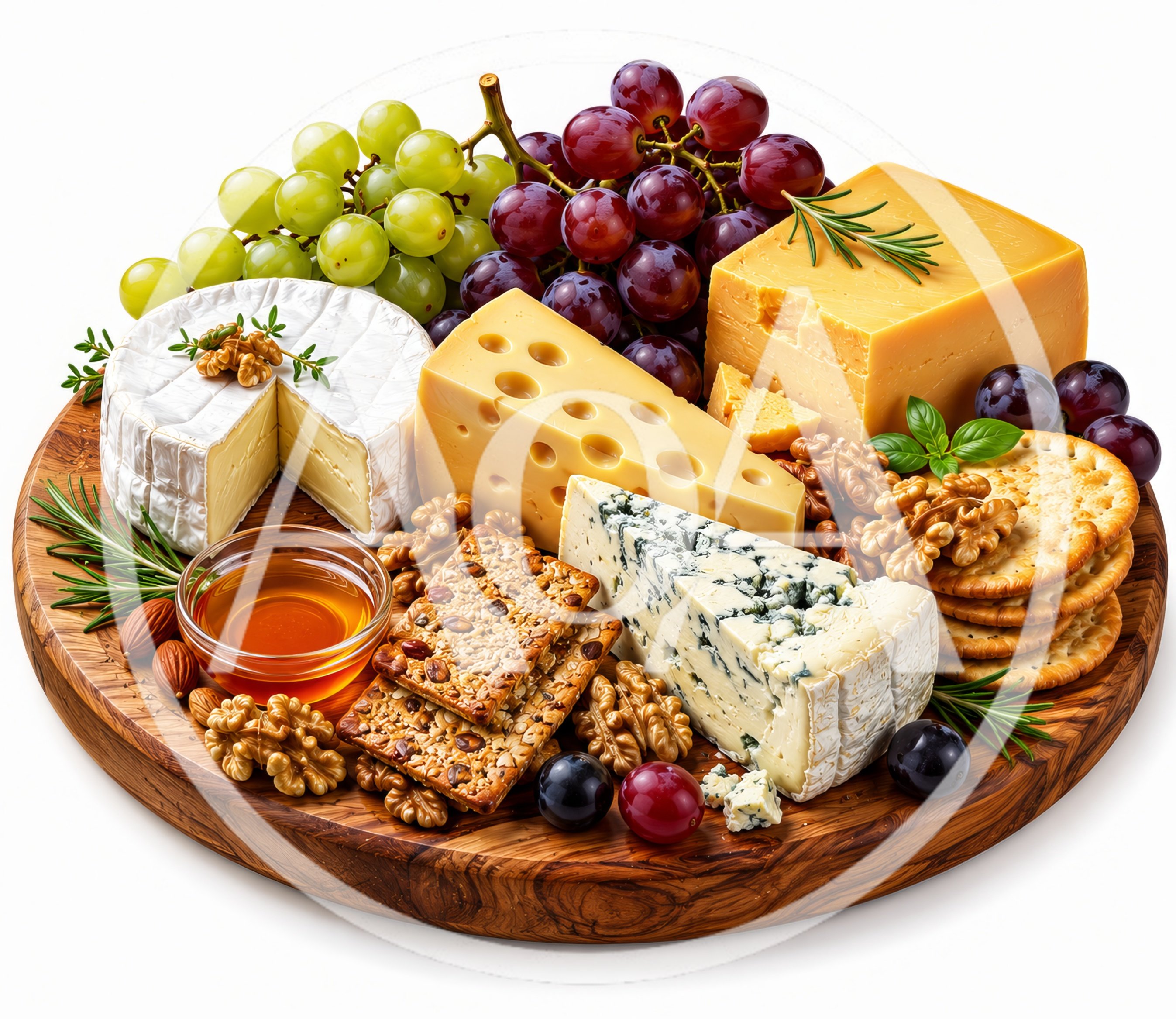 Gourmet Cheese Board With Fruits And Crackers