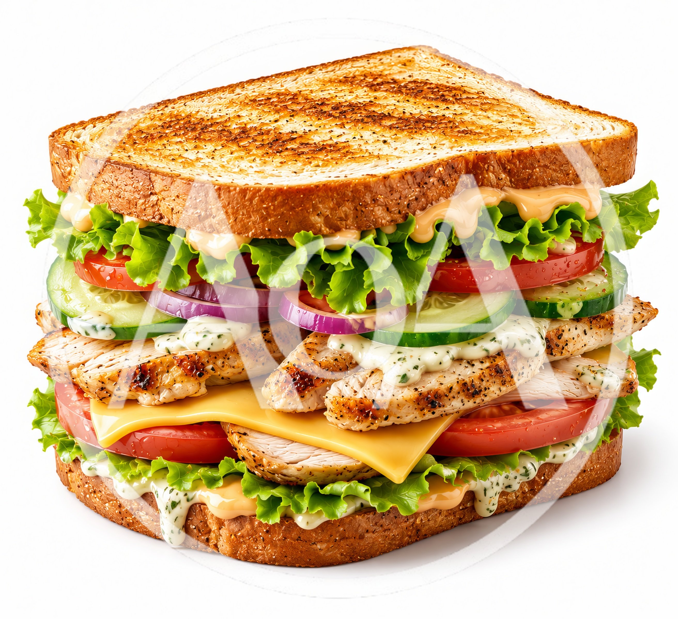 Gourmet Grilled Chicken Sandwich With Fresh Vegetables