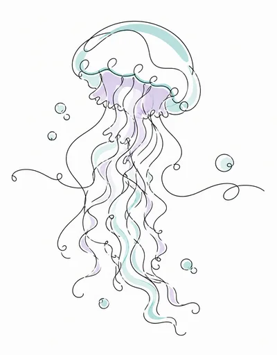 Minimalist Line Art Jellyfish Illustration
