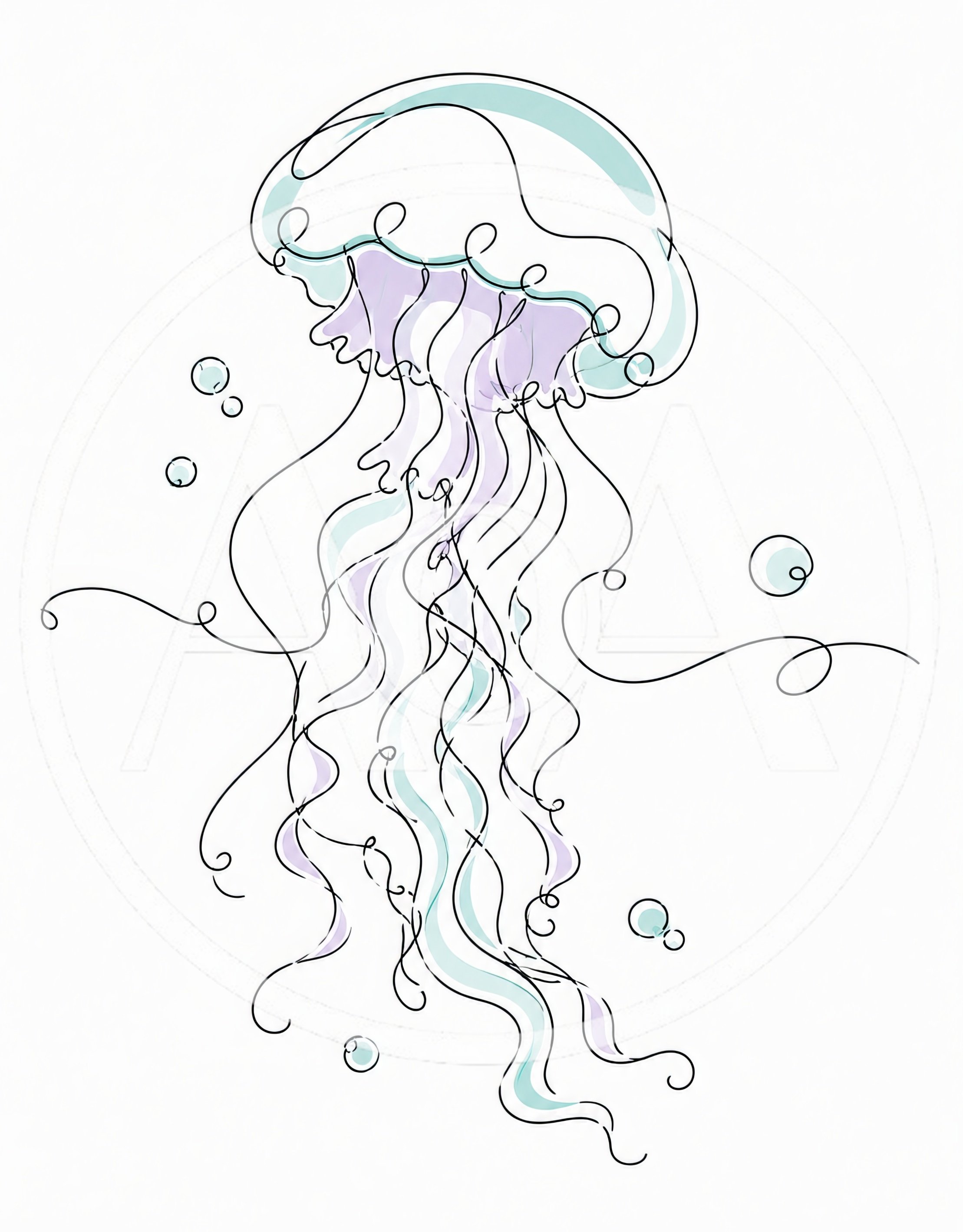 Minimalist Line Art Jellyfish Illustration