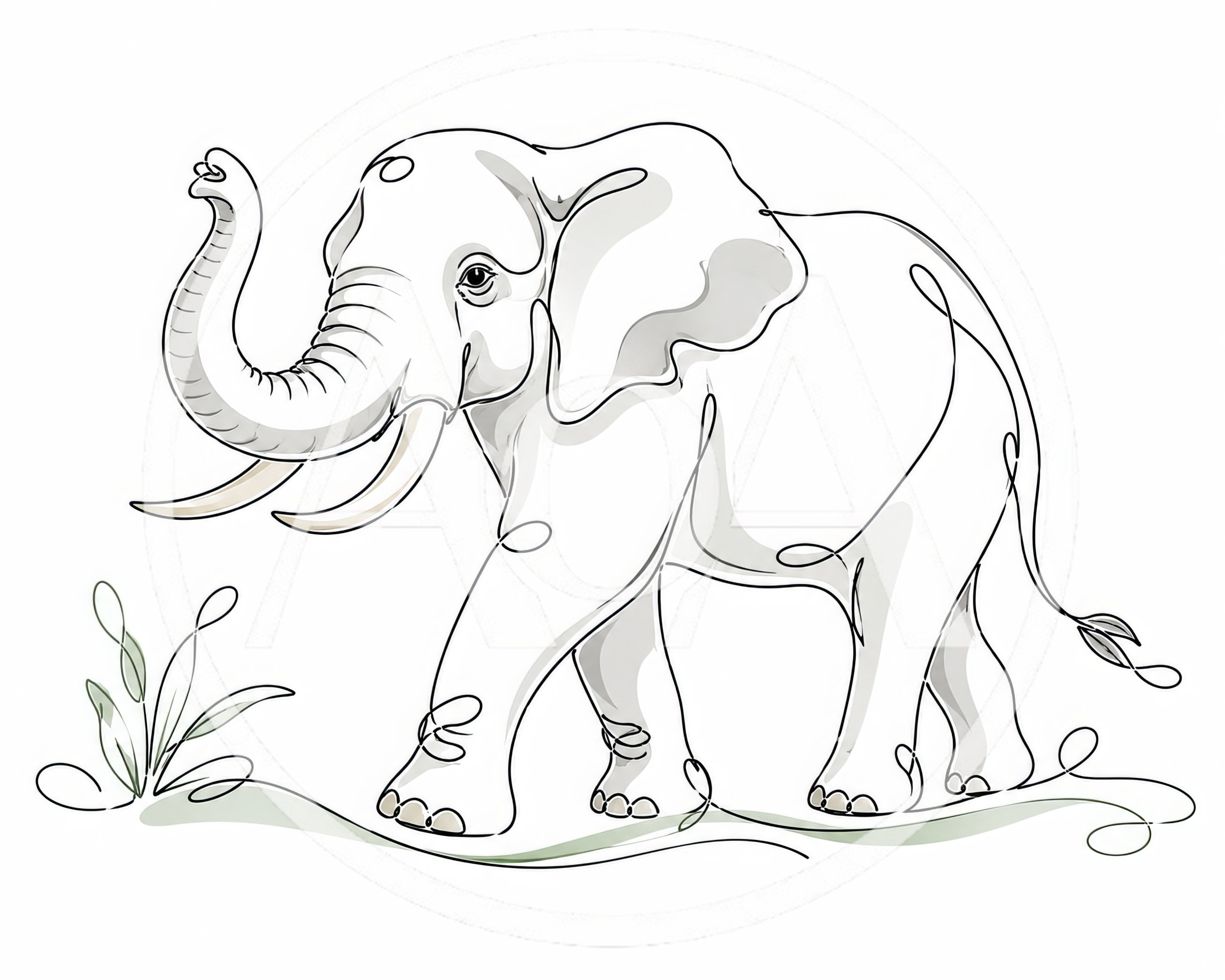 Continuous Line Drawing Of An African Elephant