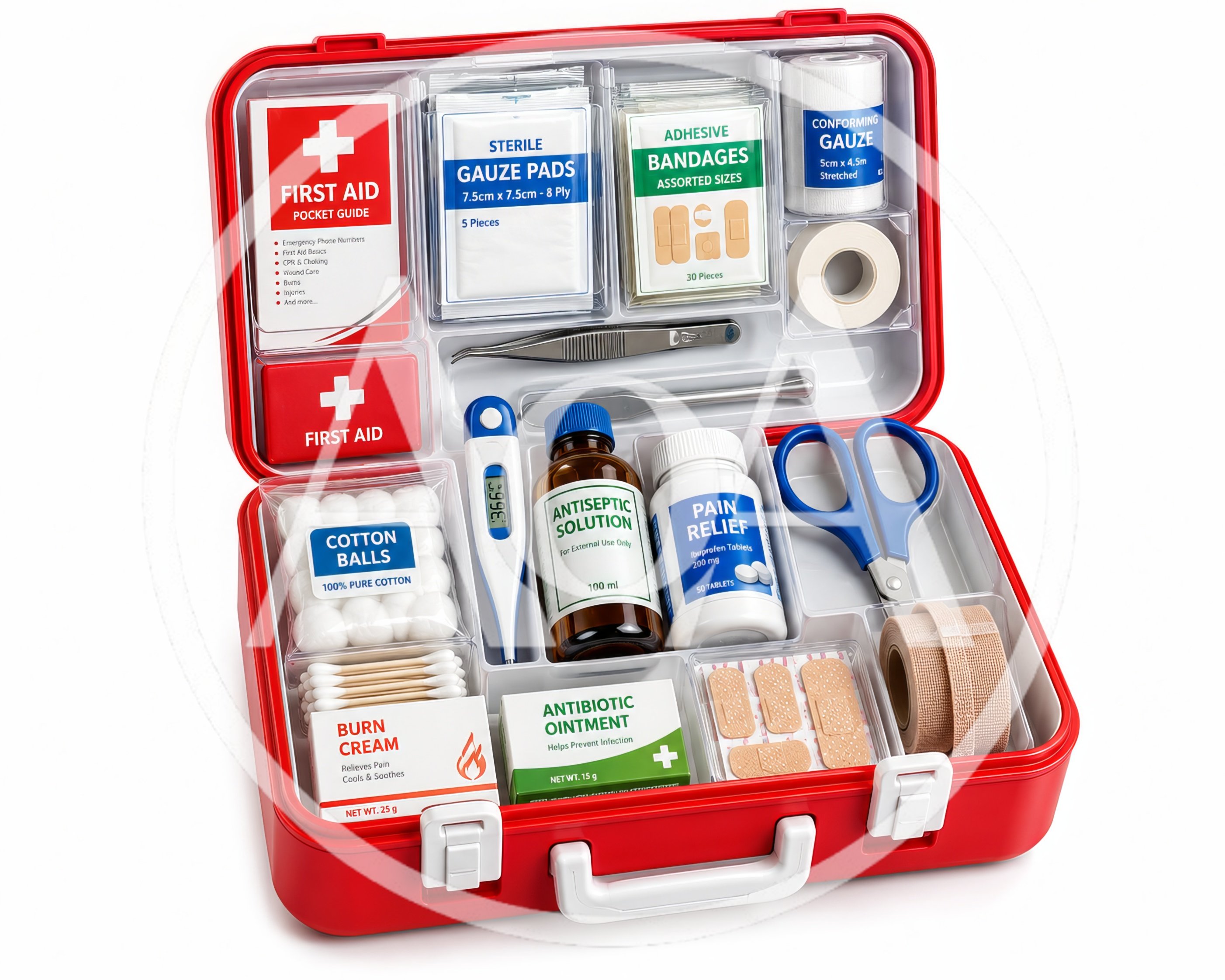 Open First Aid Kit With Medical Supplies