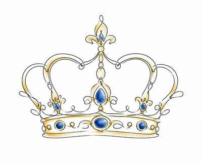 Elegant Gold Crown Illustration With Blue Gemstones