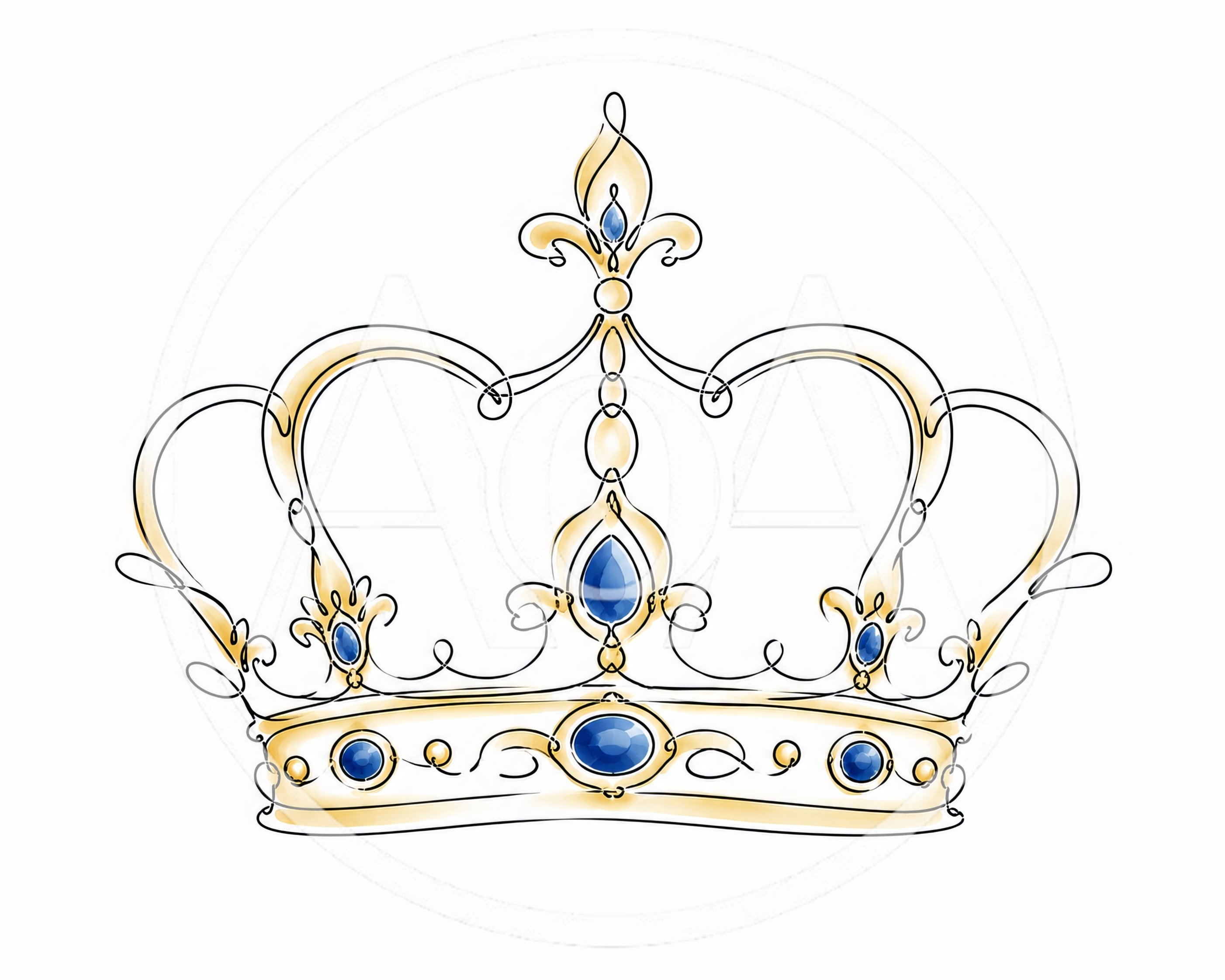 Elegant Gold Crown Illustration With Blue Gemstones