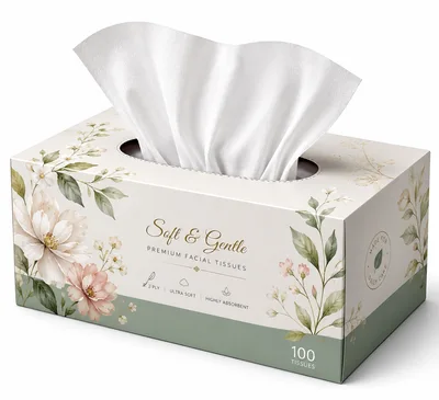 Floral Patterned Box Of Premium Facial Tissues