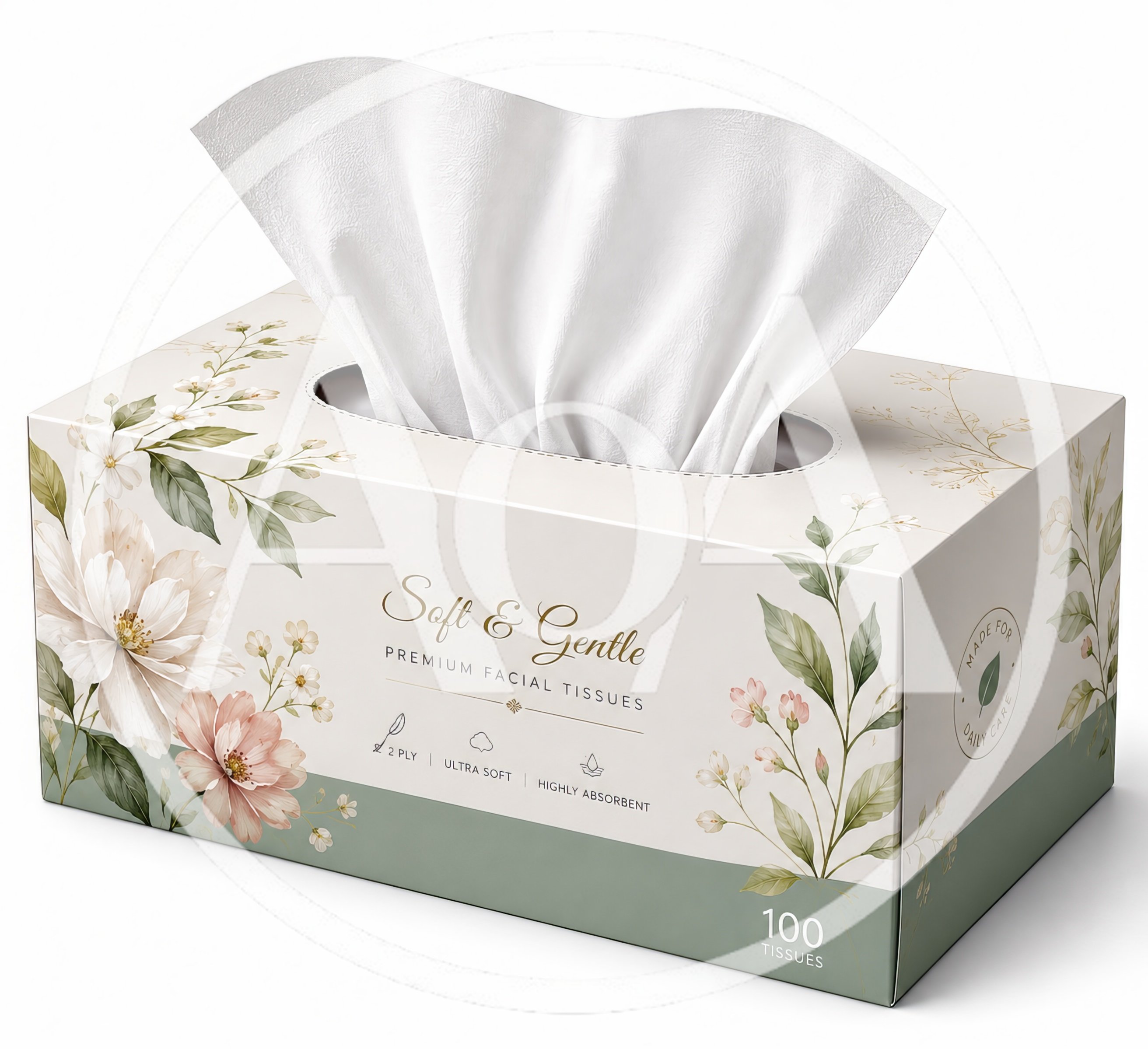 Floral Patterned Box Of Premium Facial Tissues