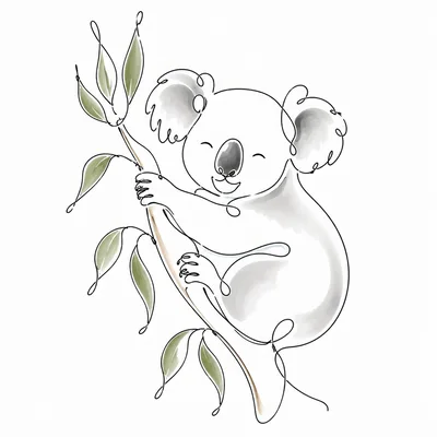 Minimalist Line Art Illustration Of A Cute Koala
