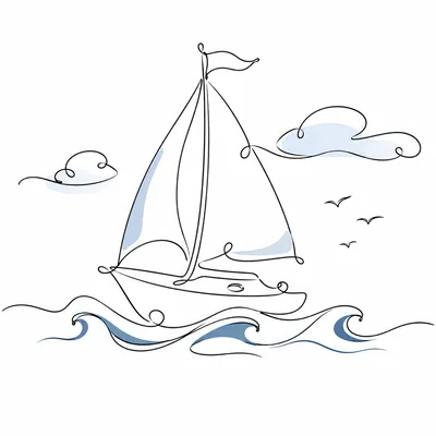Minimalist One Line Drawing Of A Sailing Boat