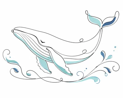 Minimalist Line Art Illustration Of A Humpback Whale