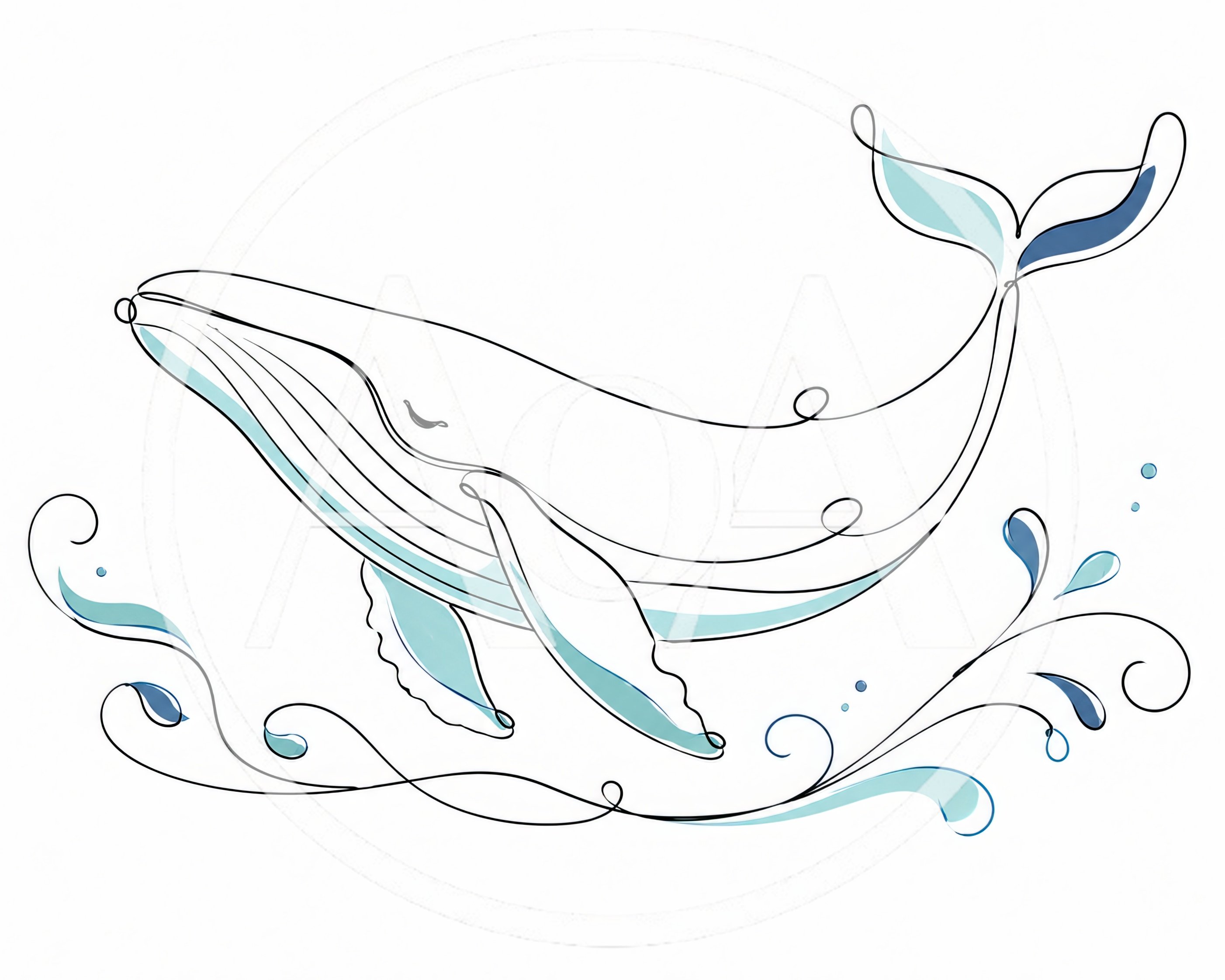 Minimalist Line Art Illustration Of A Humpback Whale