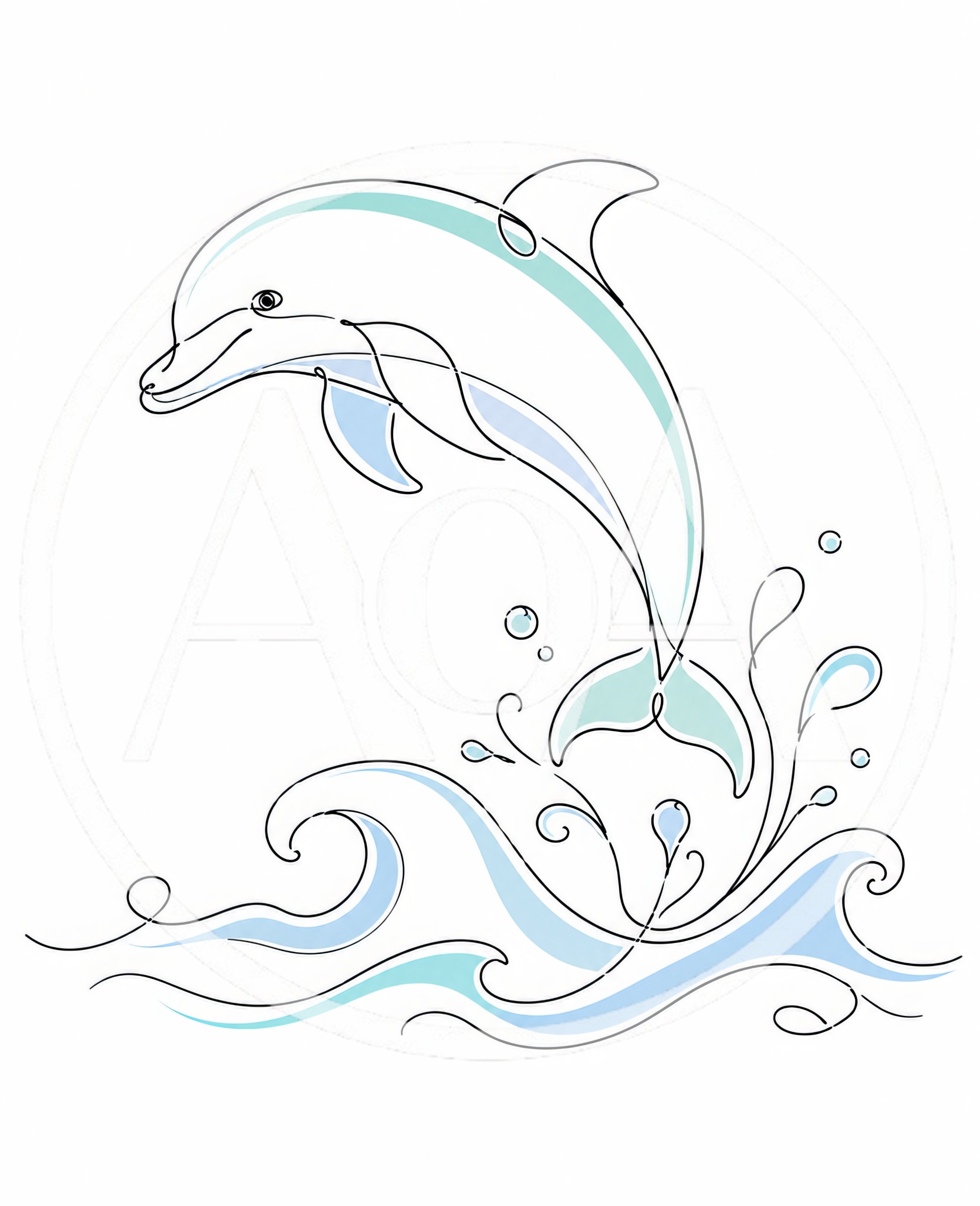Minimalist Line Art Illustration Of A Jumping Dolphin