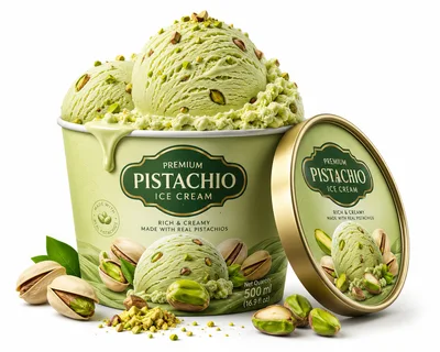 Premium Pistachio Ice Cream Tub With Nuts