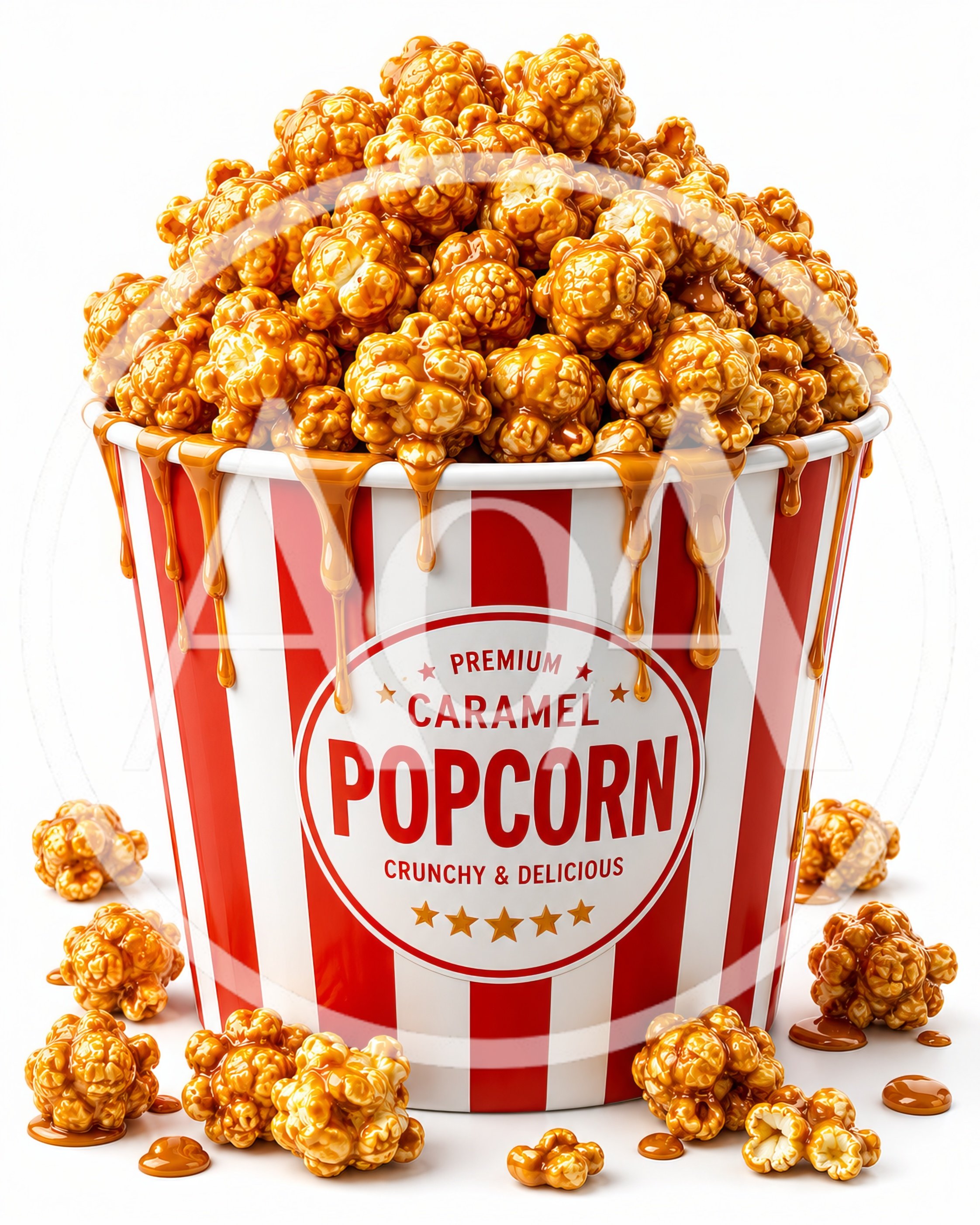 Bucket Of Premium Caramel Popcorn With Drizzled Sauce