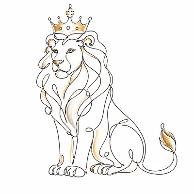 Minimalist Line Art Illustration Of A Royal Lion
