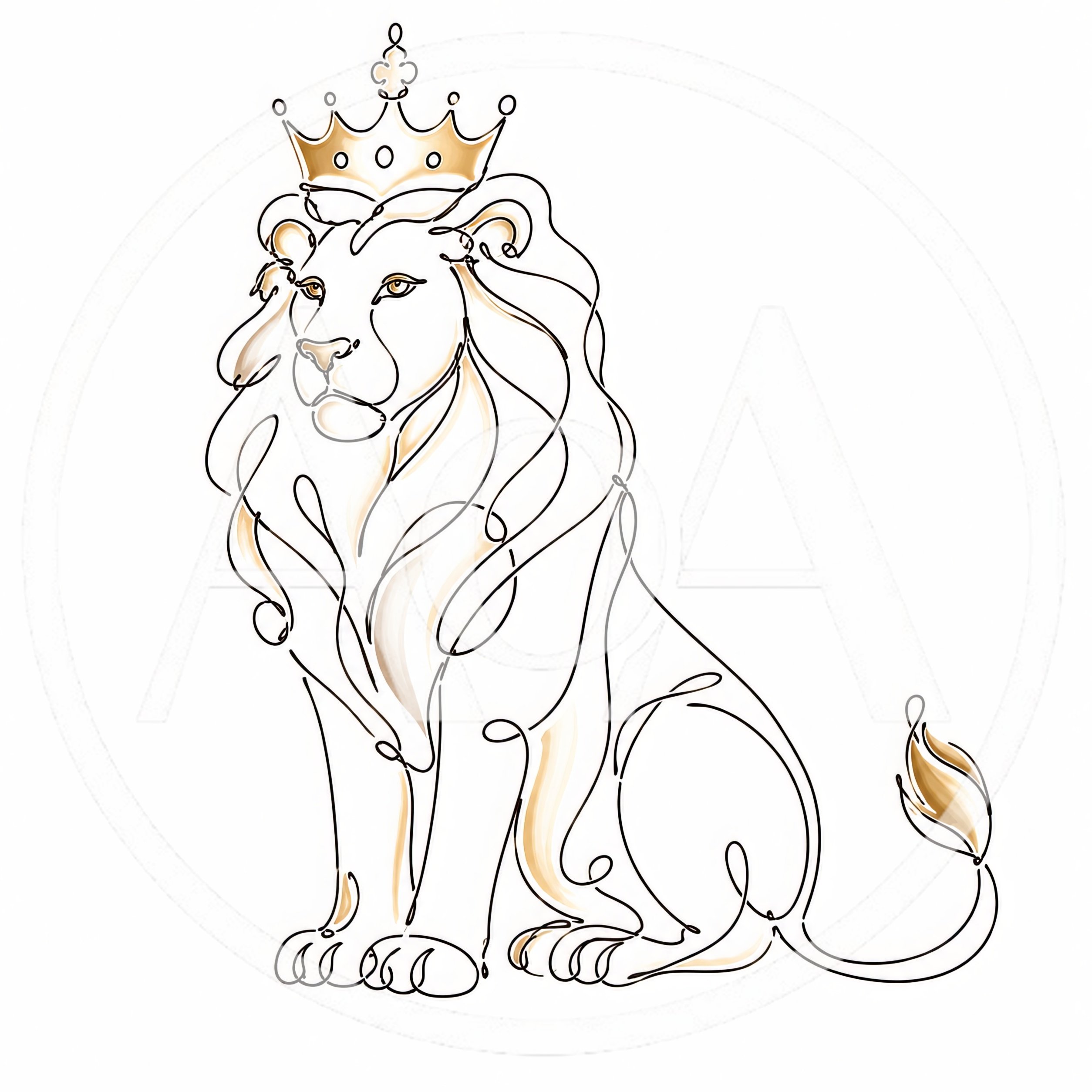 Minimalist Line Art Illustration Of A Royal Lion