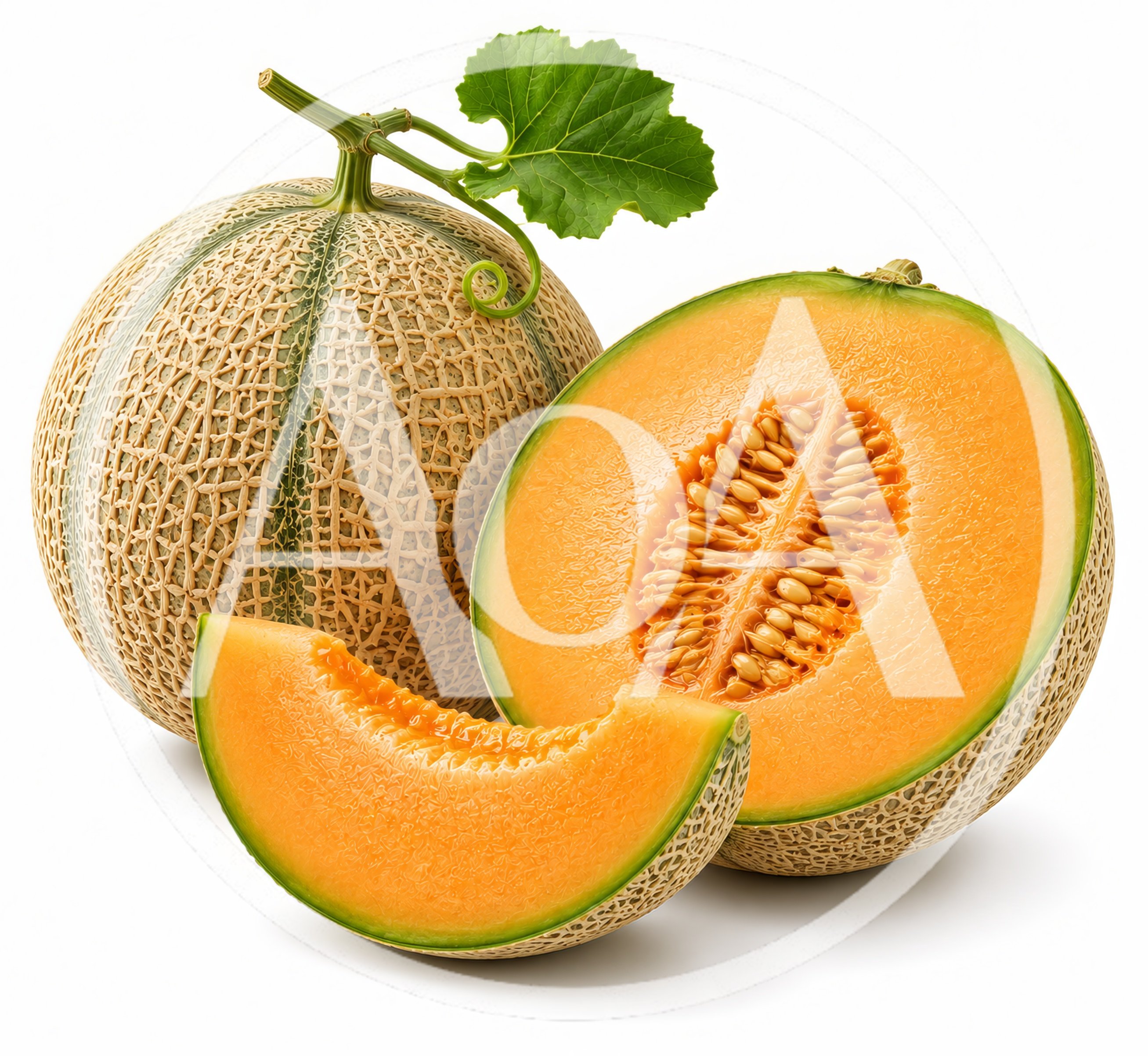 Whole And Sliced Cantaloupe Melons On White Background