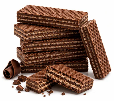 Stack of Chocolate Wafer Cookies with Chocolate Shavings