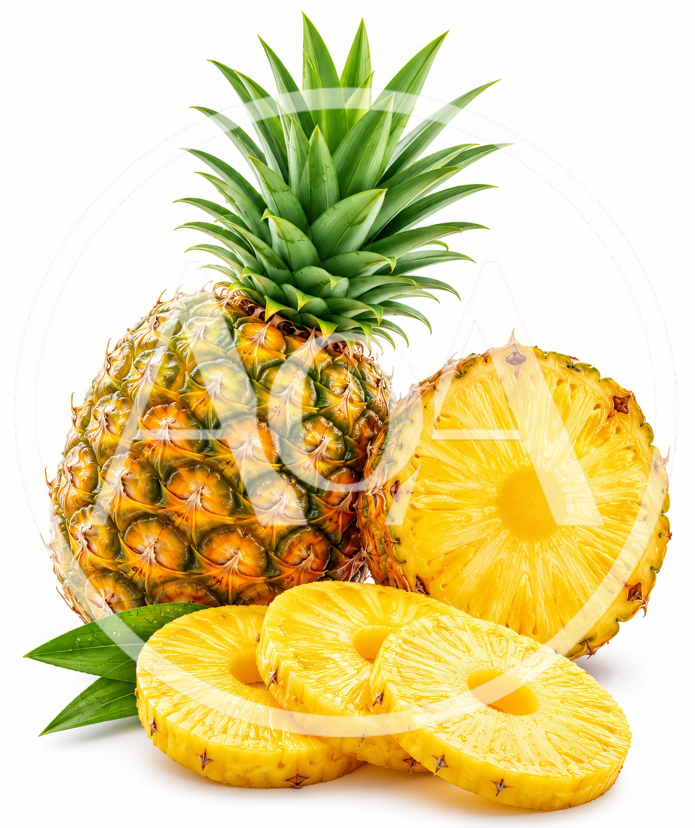 Fresh Whole Pineapple With Sliced Rings