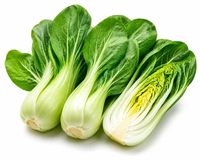 Fresh Bok Choy Vegetables on White Background