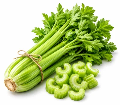 Fresh Celery Stalks With Sliced Pieces