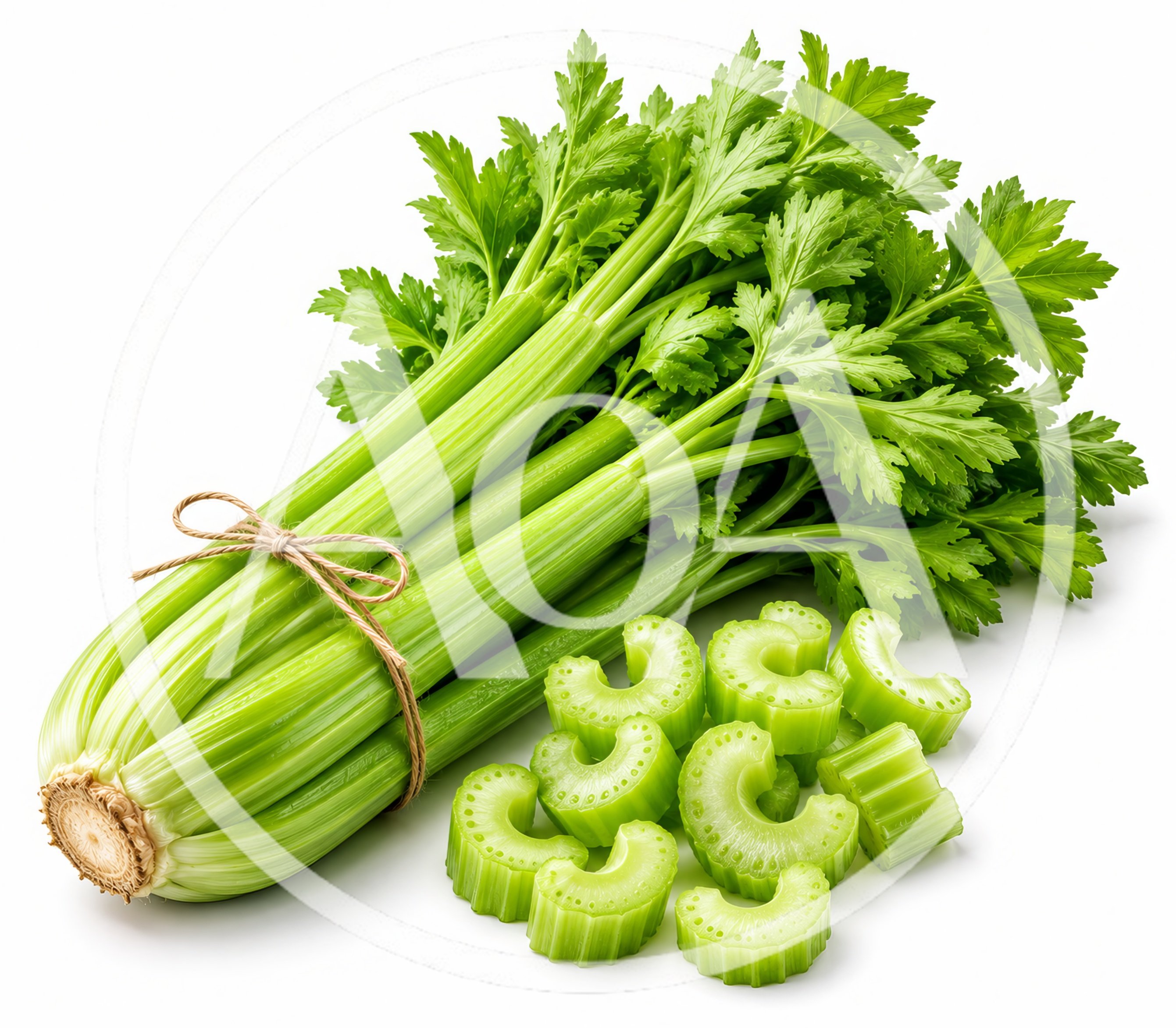 Fresh Celery Stalks With Sliced Pieces
