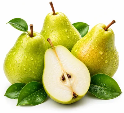 Fresh Green Pears With Water Droplets