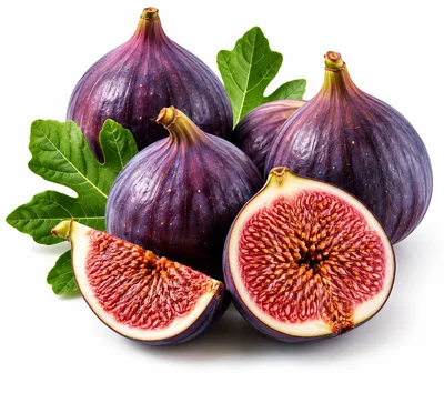 Fresh Ripe Figs With Green Leaves