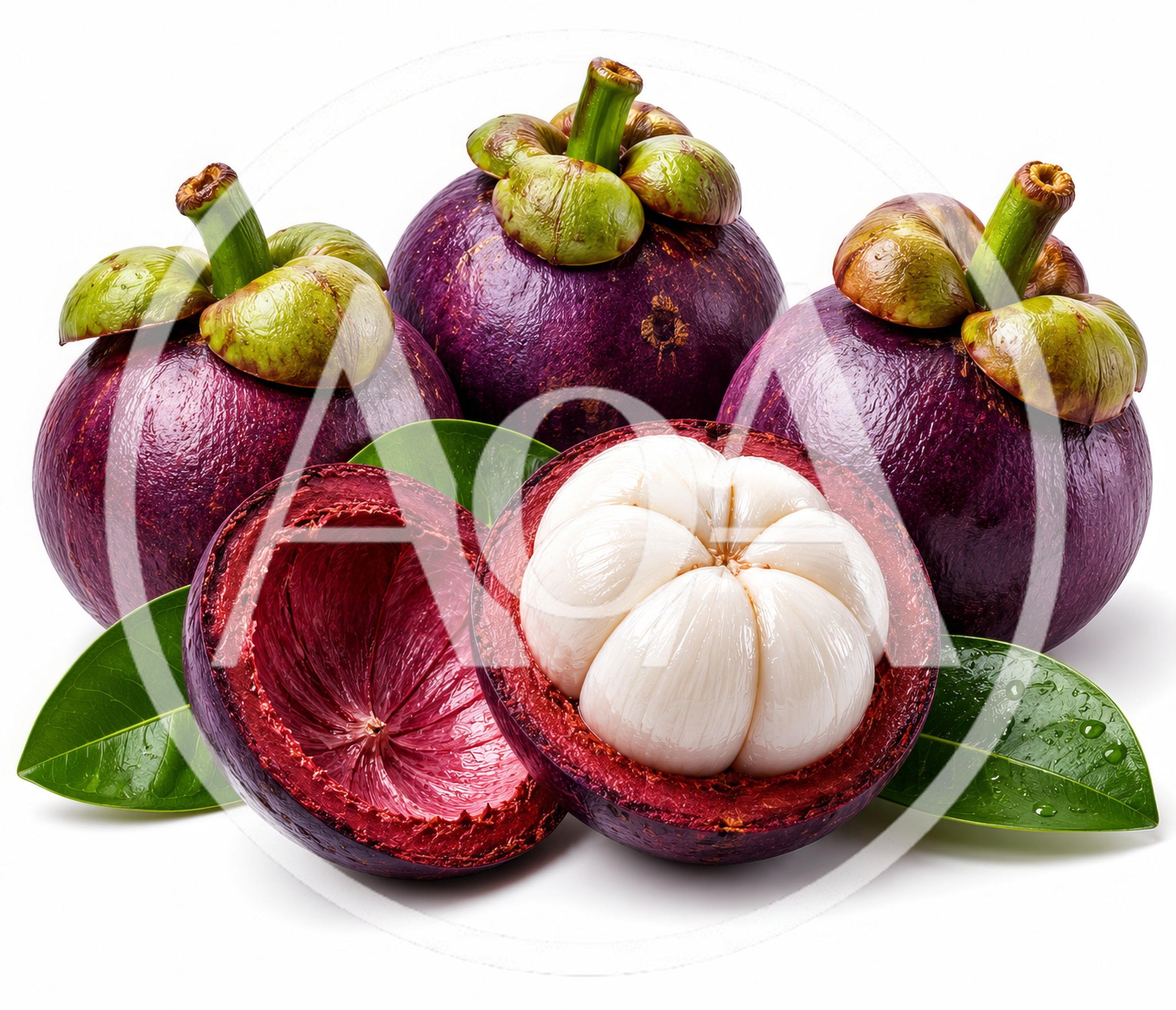 Fresh Purple Mangosteen Fruits With White Flesh