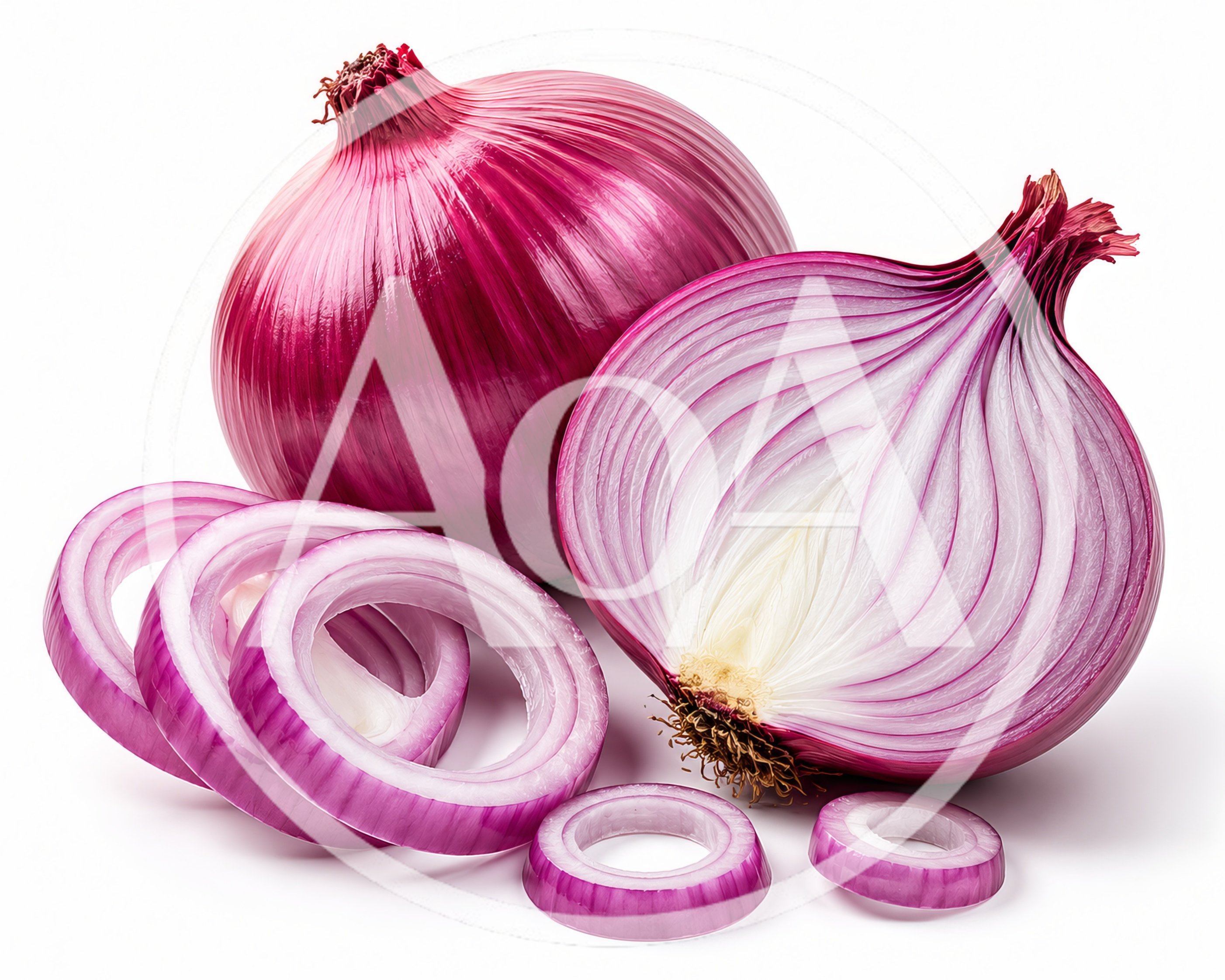 Whole And Sliced Red Onions On White Background