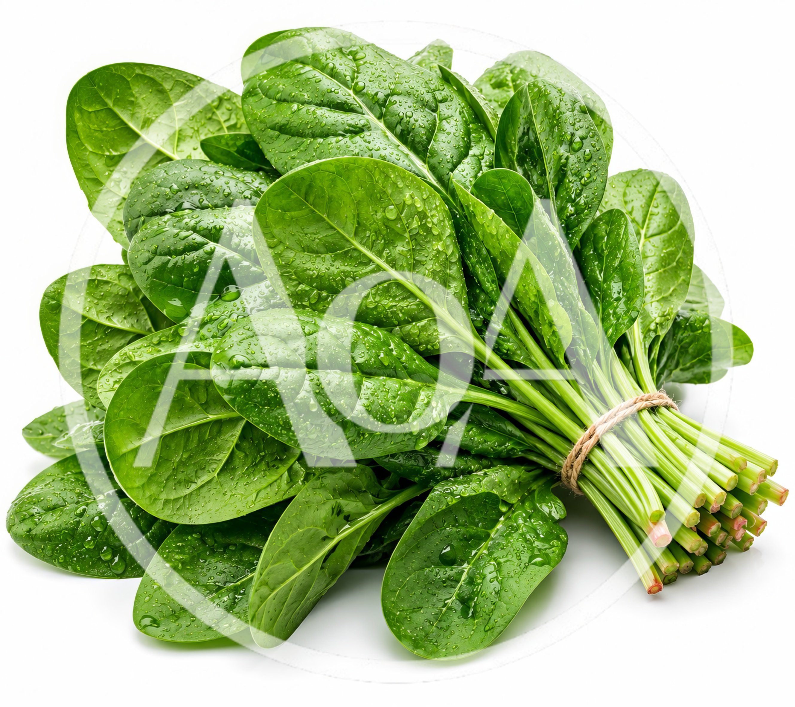 Fresh Bunch Of Organic Spinach Leaves With Water Droplets