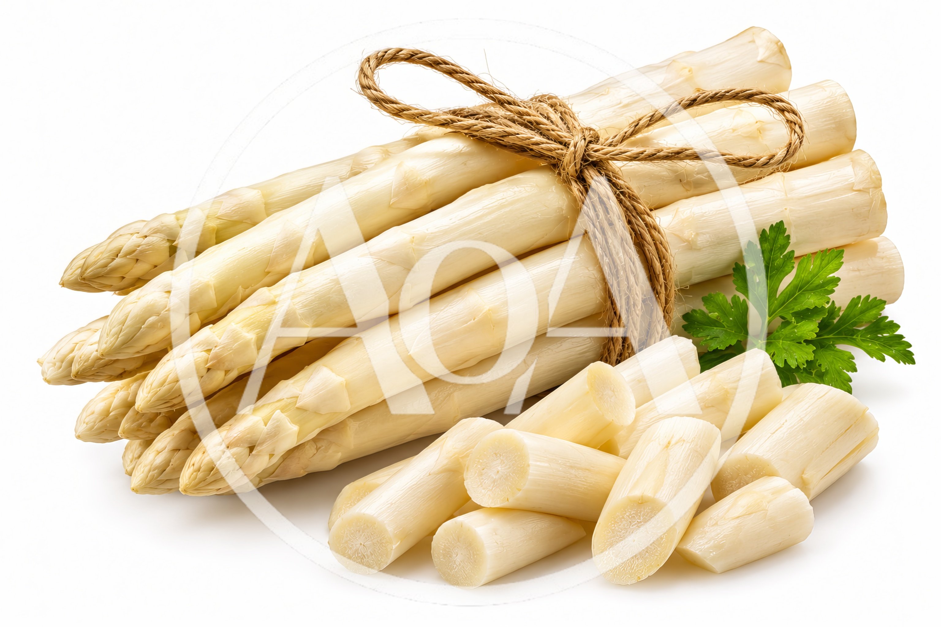 Fresh White Asparagus Spears Tied With Twine