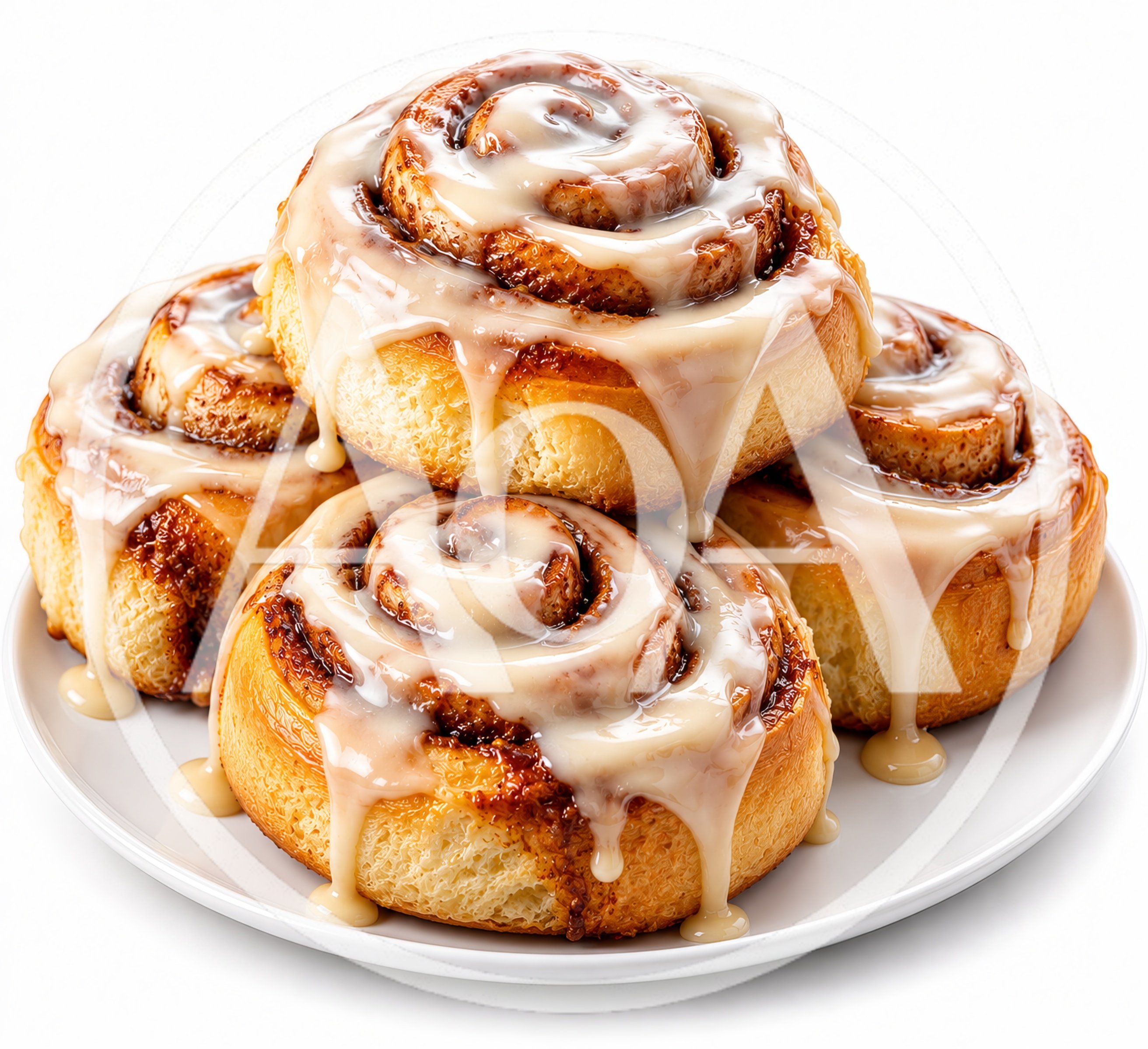 Stack Of Freshly Baked Glazed Cinnamon Rolls
