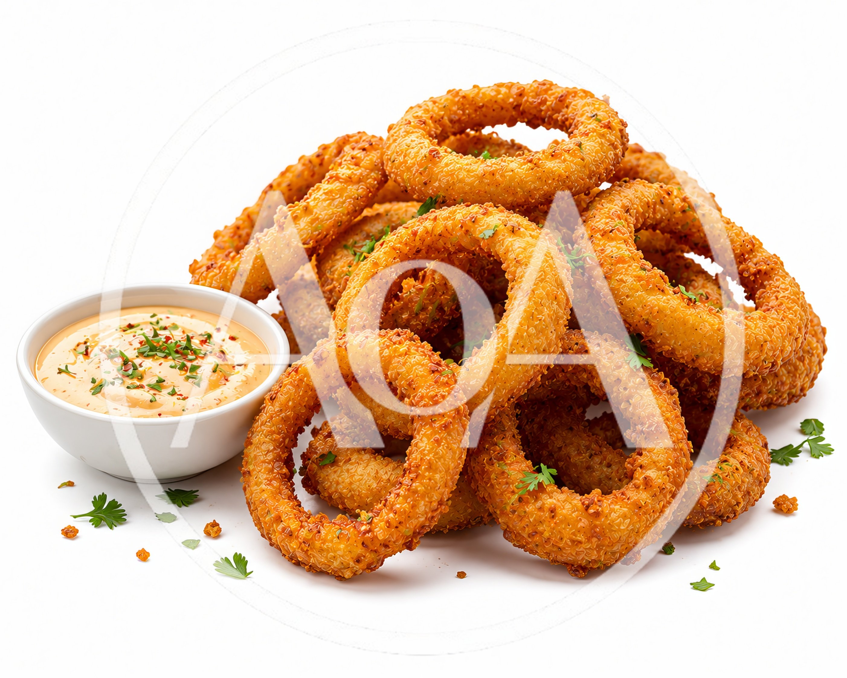 Crispy Golden Fried Onion Rings With Dipping Sauce