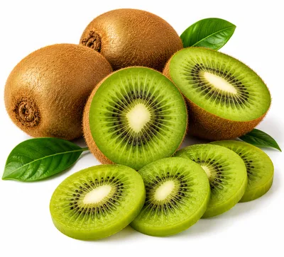 Fresh Whole And Sliced Kiwi Fruits