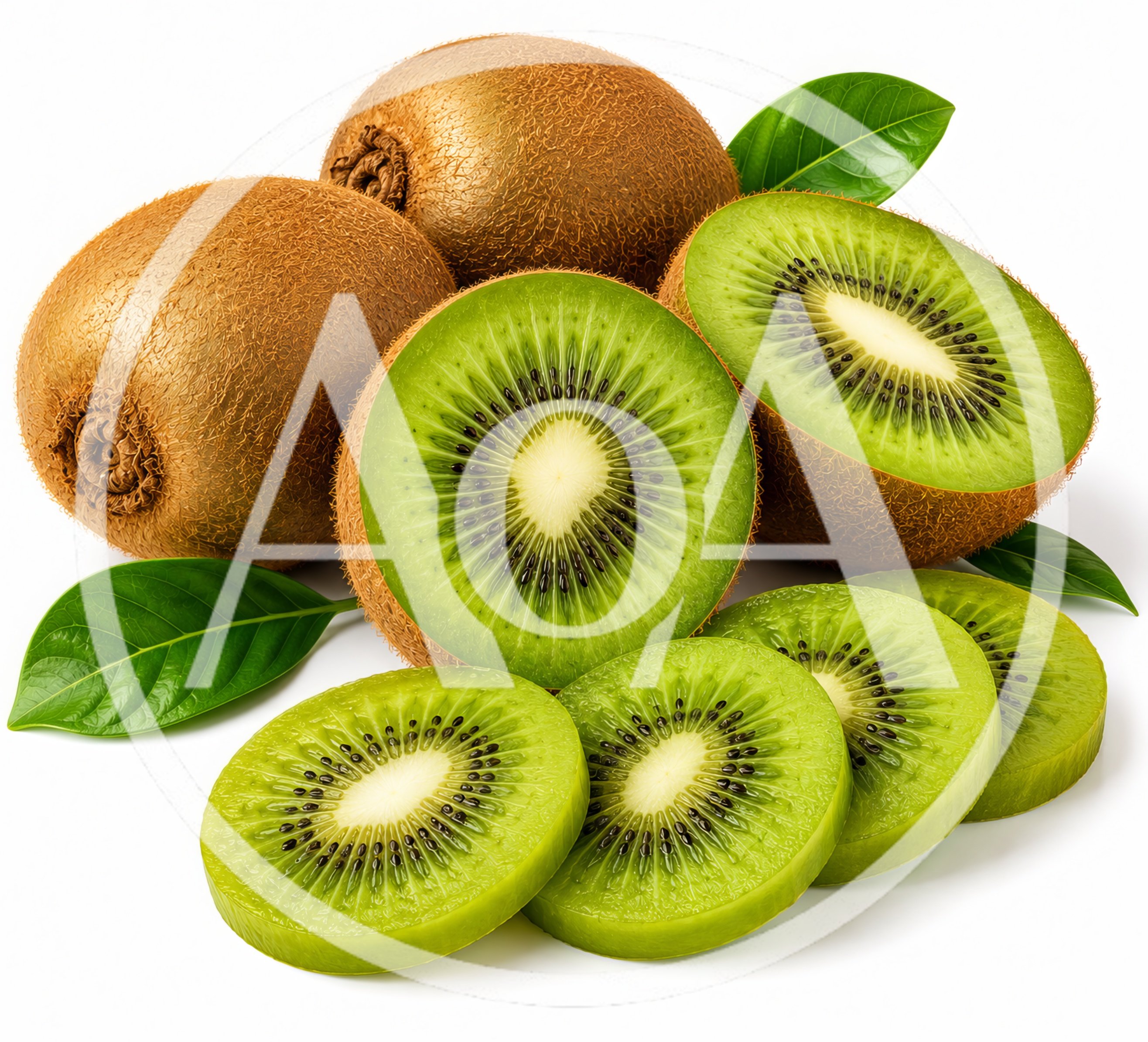 Fresh Whole And Sliced Kiwi Fruits