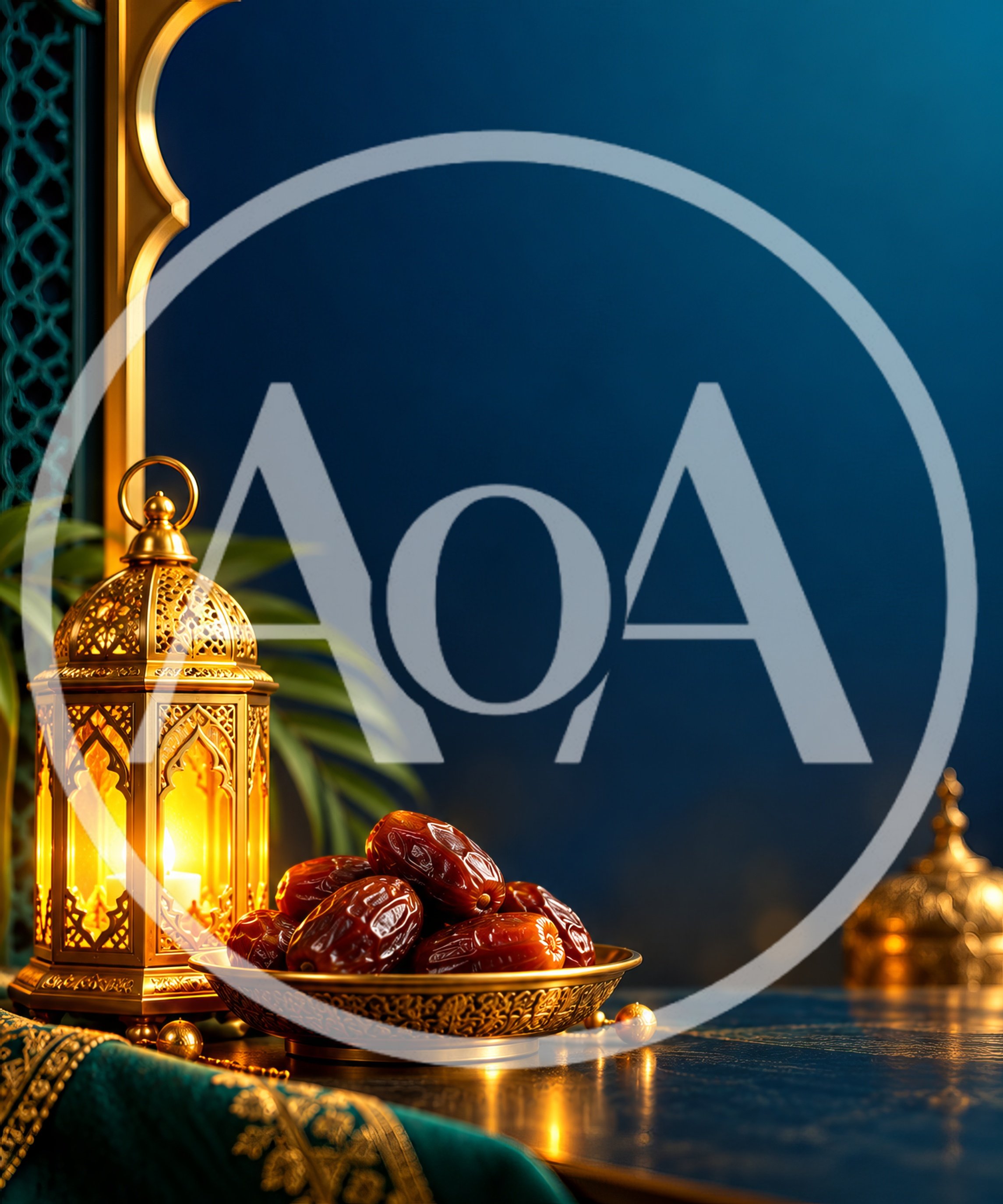 Golden Lantern and Dates for Ramadan Celebration