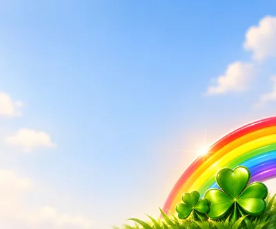 St Patrick Day Shamrock Clover With Rainbow Background