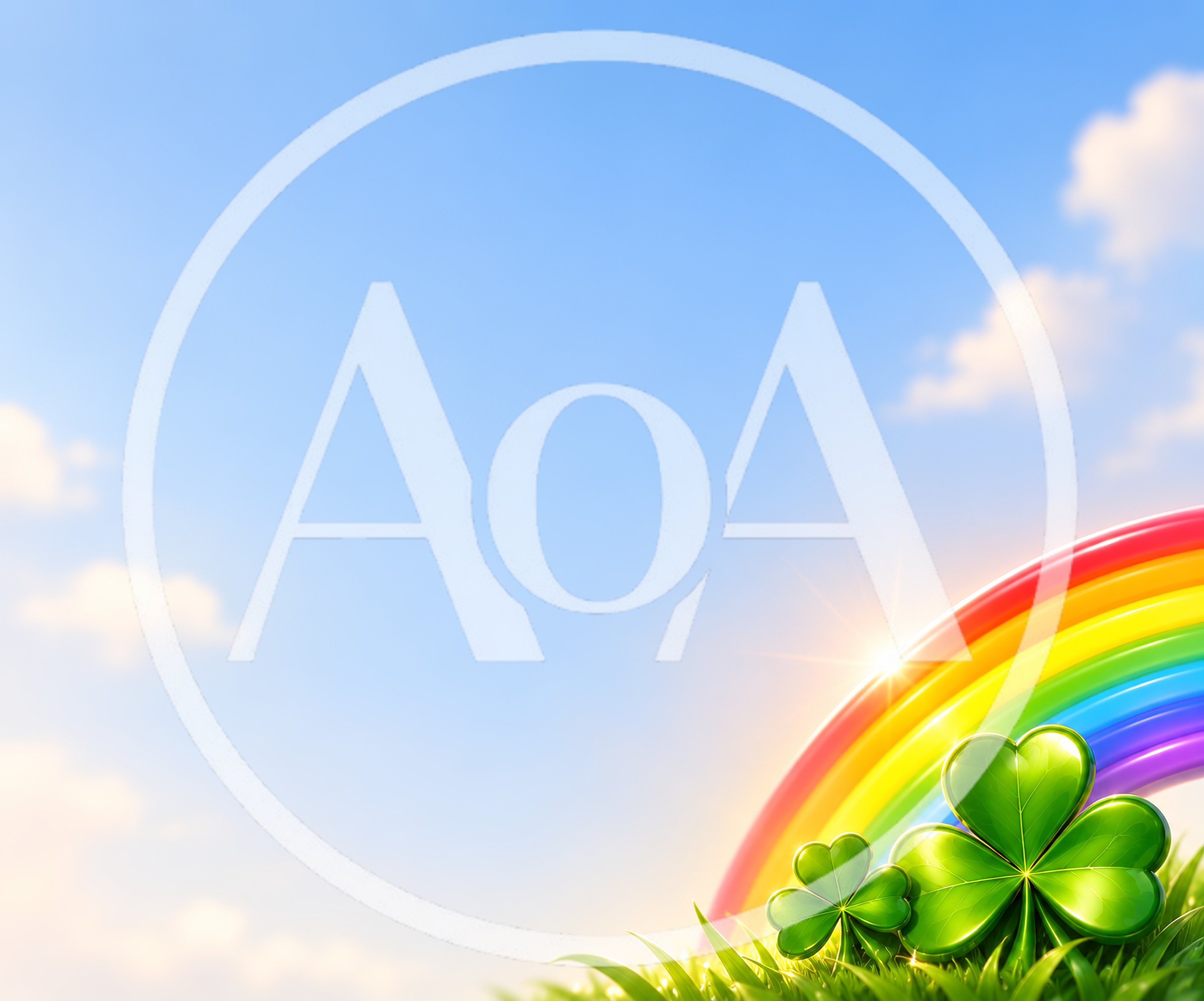 St Patrick Day Shamrock Clover With Rainbow Background