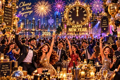 Group of Friends Celebrating New Year Eve Party
