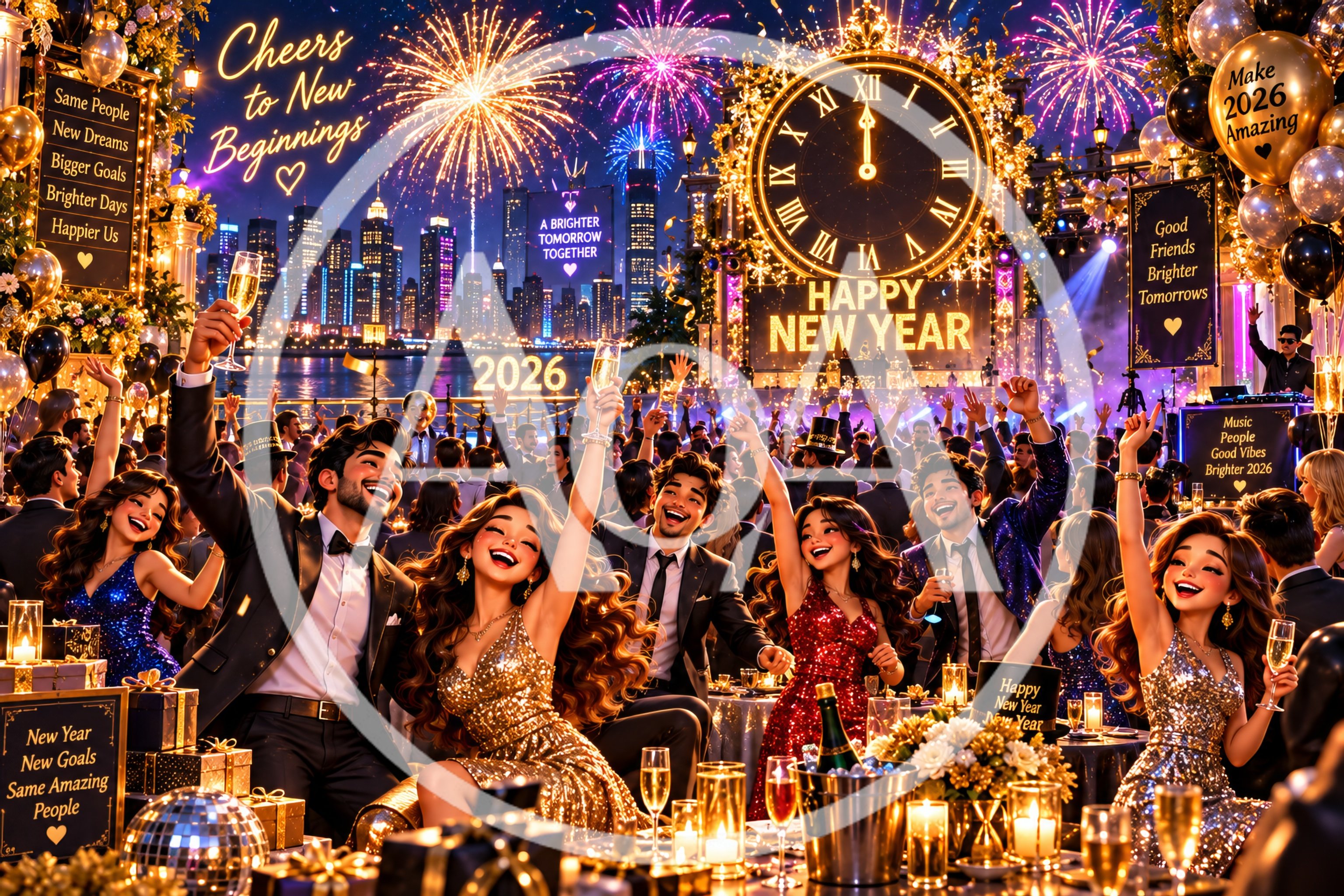 Group of Friends Celebrating New Year Eve Party