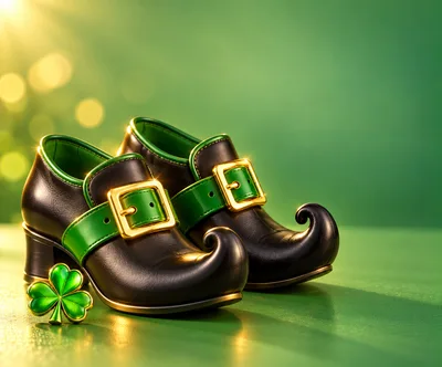 Pair of Leprechaun Shoes with Shamrock