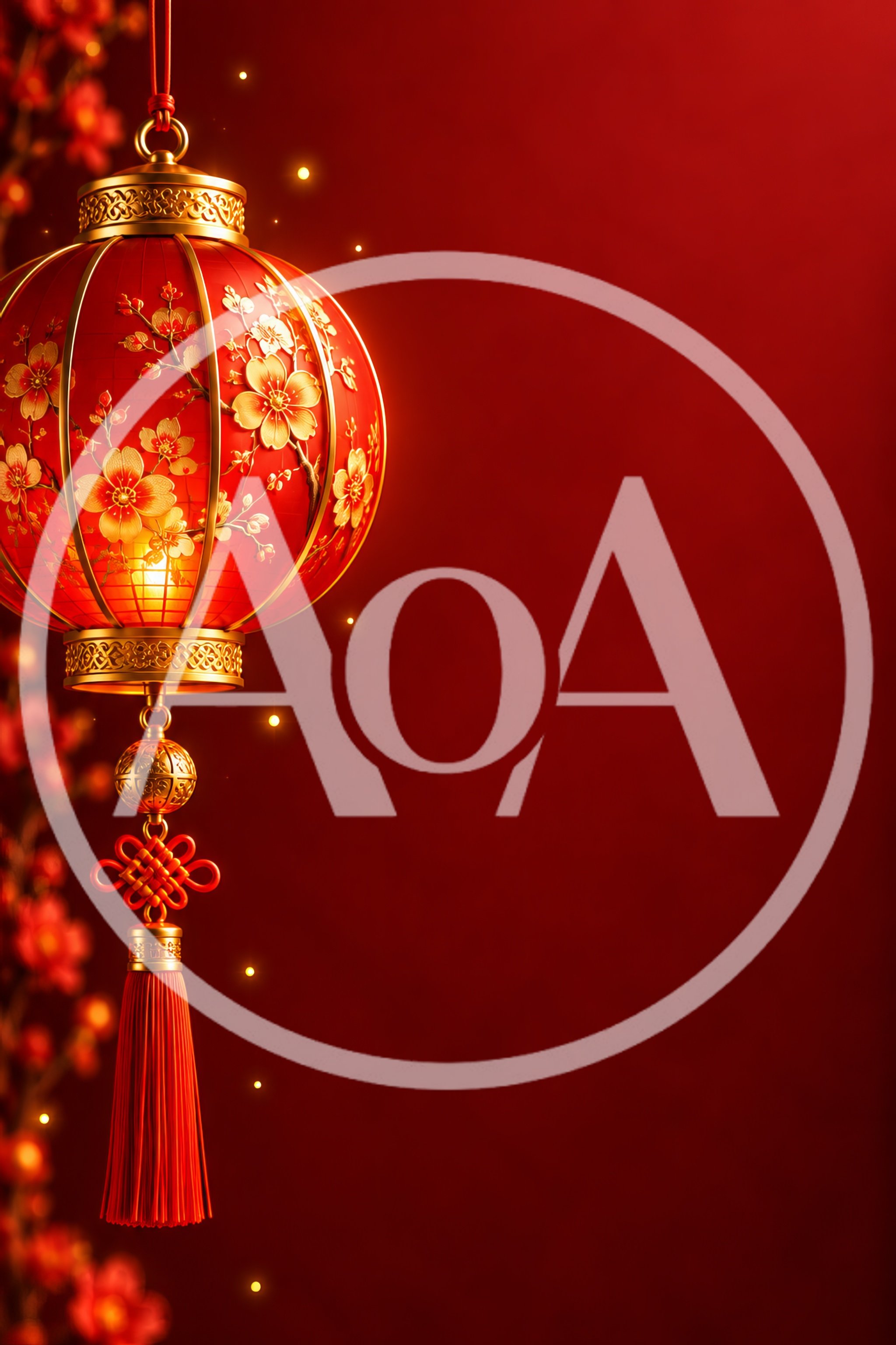 Traditional Red Chinese Lantern With Floral Gold Details