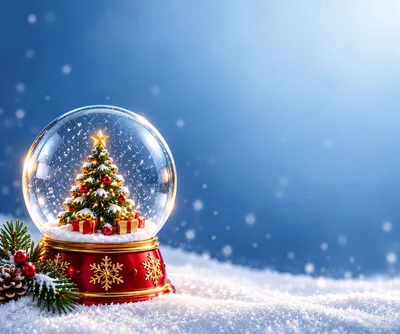 Christmas Snow Globe With Decorated Tree And Gifts